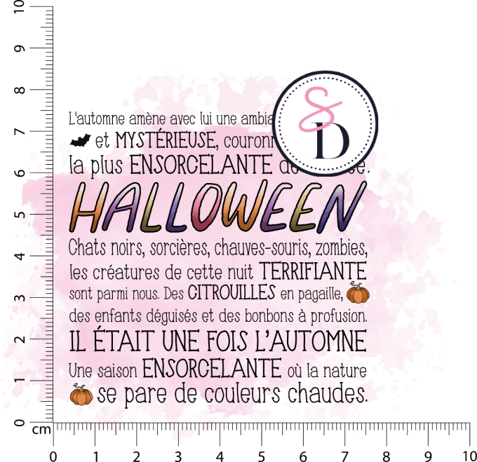 Tampon caoutchouc Fond texte Halloween - La magie d'Halloween 