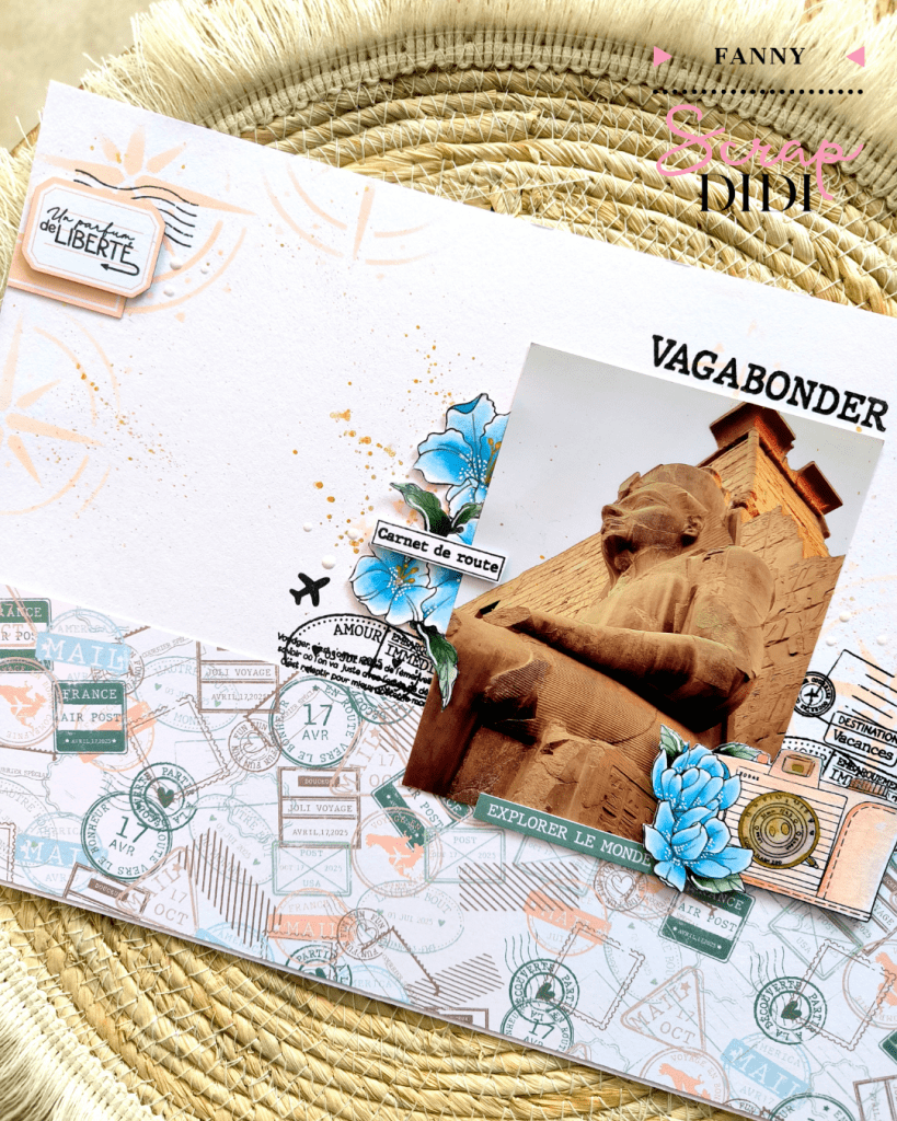 Page de Scrapbooking Voyage Égypte – Collection Carnet de Bord et Aquarelle