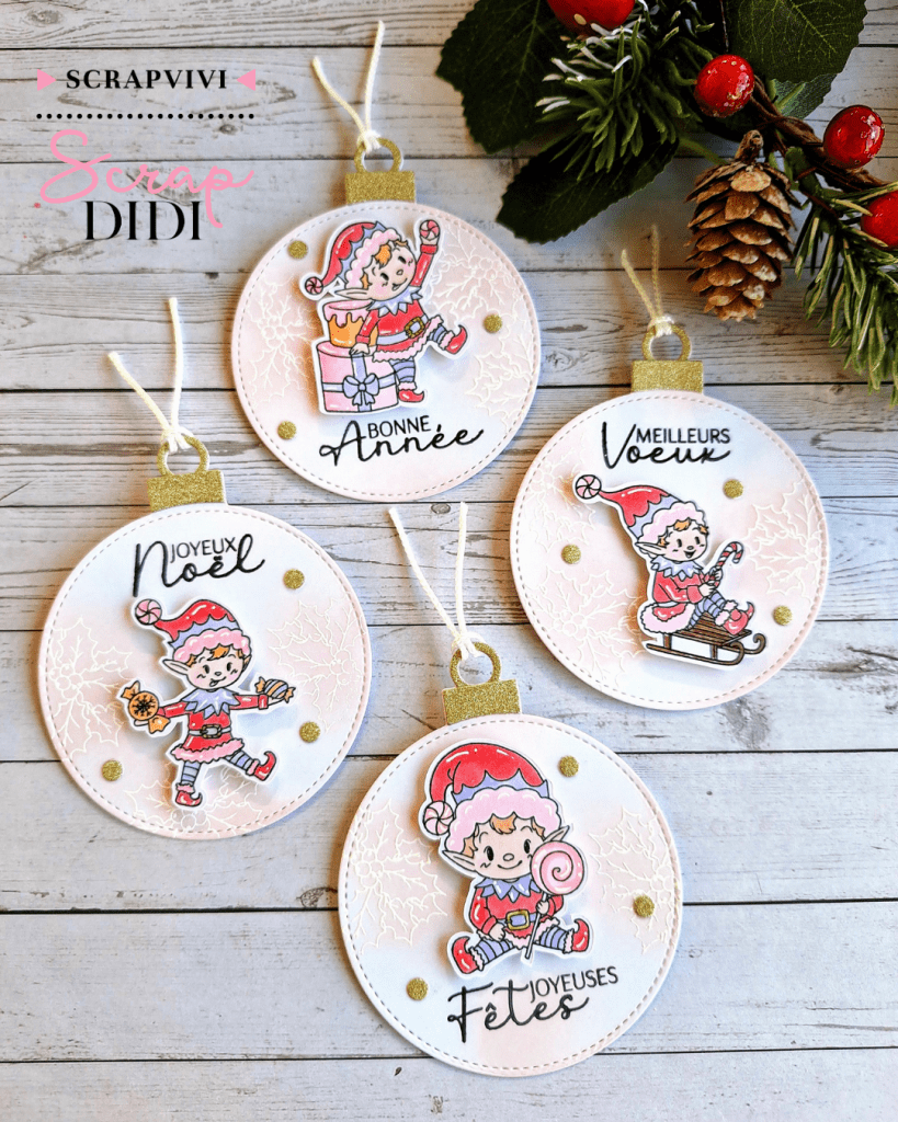 Étiquettes cadeaux de Noël : tags scrapbooking Douceurs d’Hiver doux et scintillants