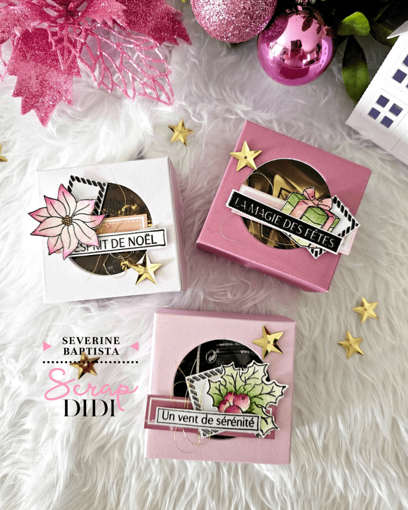 Trio de boîtes d’hiver transparentes pour offrir des chocolats