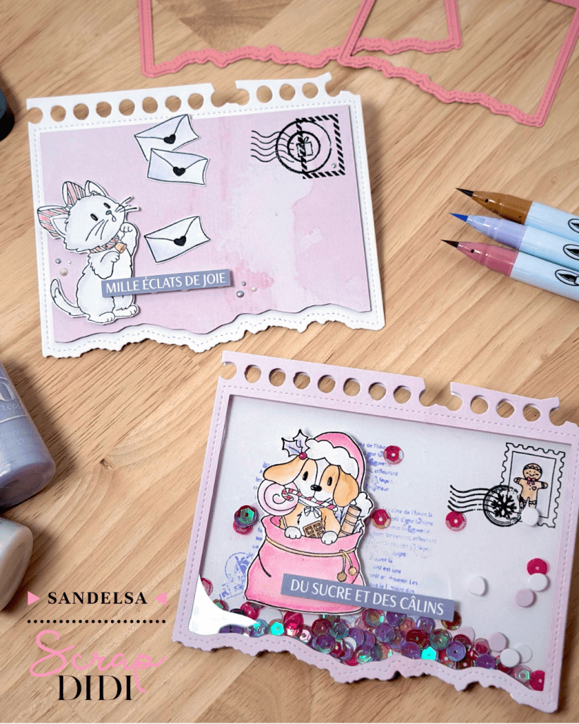 De la joie et des câlins : duo de cartes scrapbooking entre anniversaire et Noël