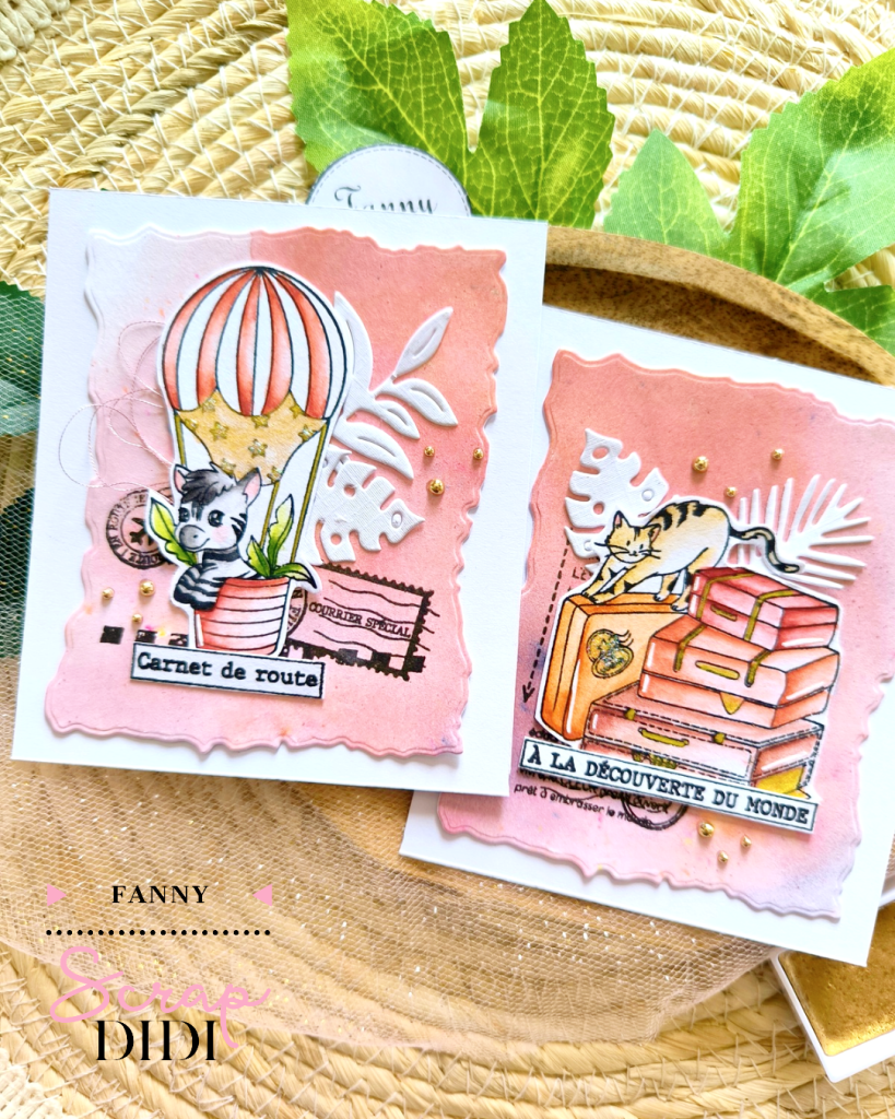 Duo de cartes scrapbooking – Zèbre & Chat baroudeurs | Scrap Didi