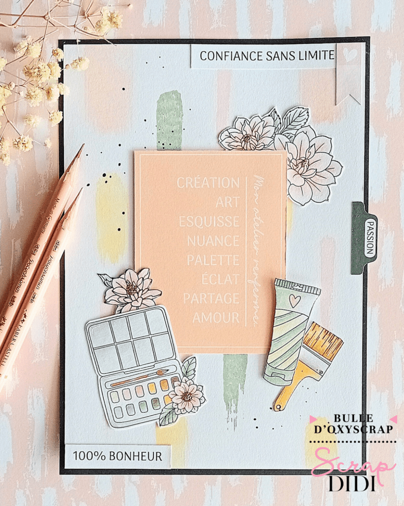 Page “100% bonheur” : une création scrapbooking inspirante avec Au pays des artistes