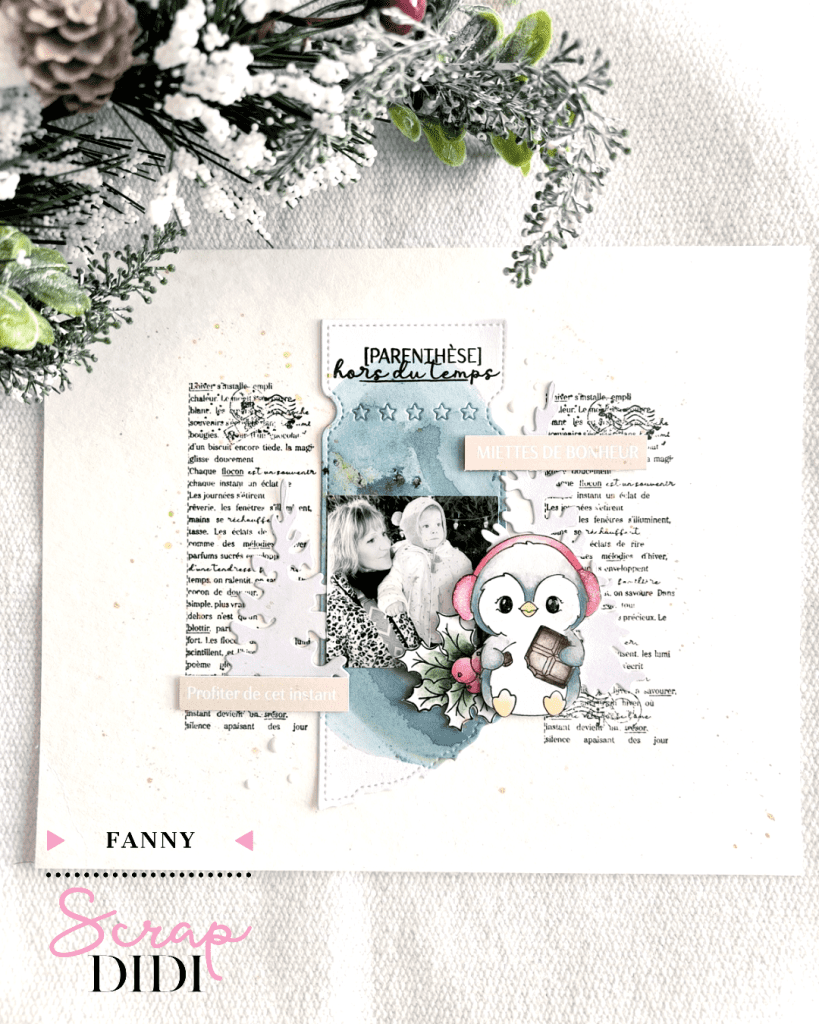 Page “Hors du temps” : une création scrapbooking hivernale