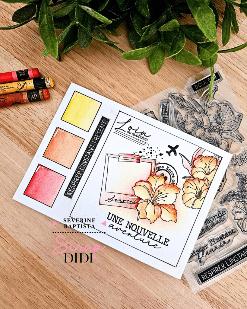 Carte Nuancier avec Pochoir – Scrapbooking Collection Carnet de Bord
