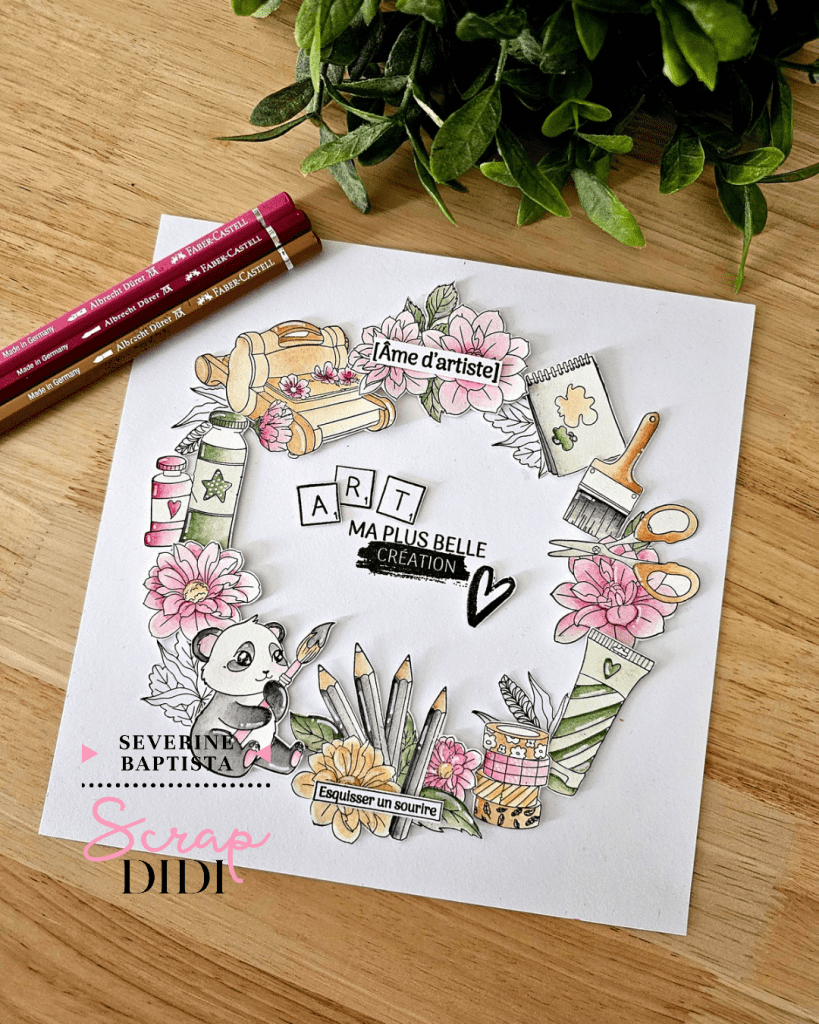 Couronne d’artiste : une création scrapbooking poétique et colorée