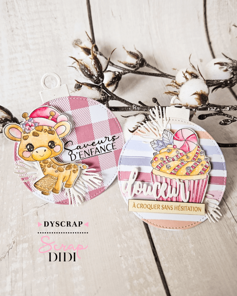Boules de Noël gourmandes : cupcake et girafe