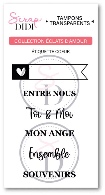 Planche de clears A8 - Etiquette coeur - Éclats d'amour 