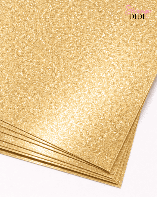 Papiers dorés pailletés A4 – Lot de 5 feuilles