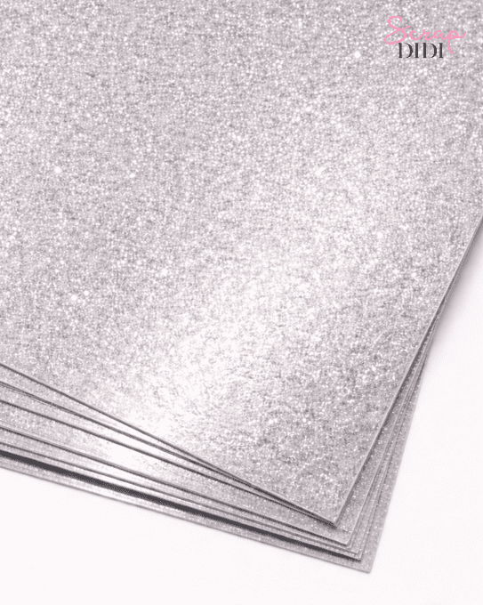 Papiers argentés pailletés A4 – Lot de 5 feuilles