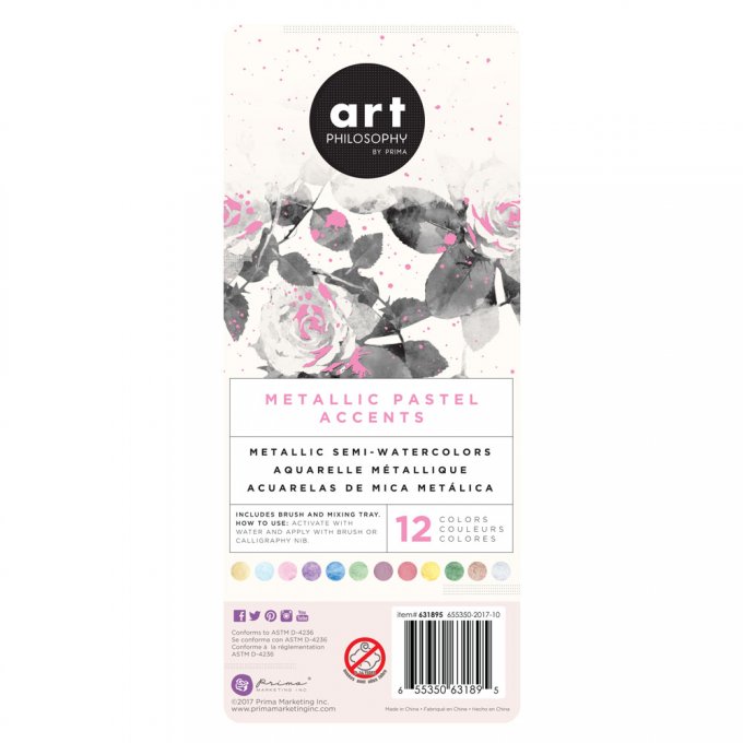 Palette Aquarelle Metallic Accents Pastels - Prima Art Philosophy