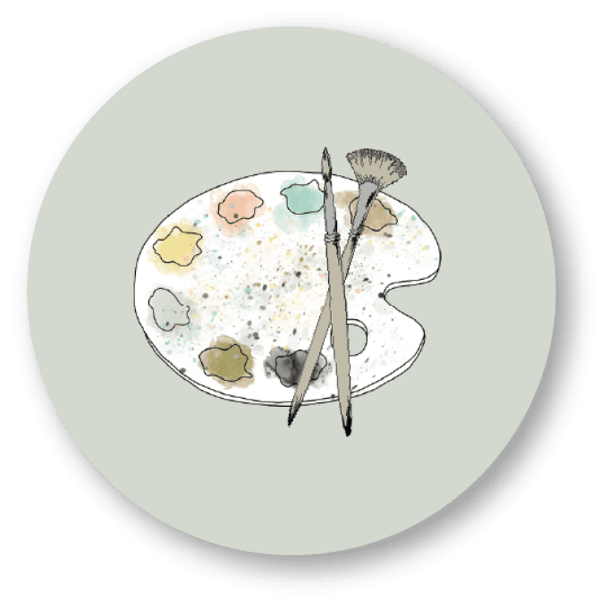 Badge 32mm ATELIER ARTISTE Palette de peintre