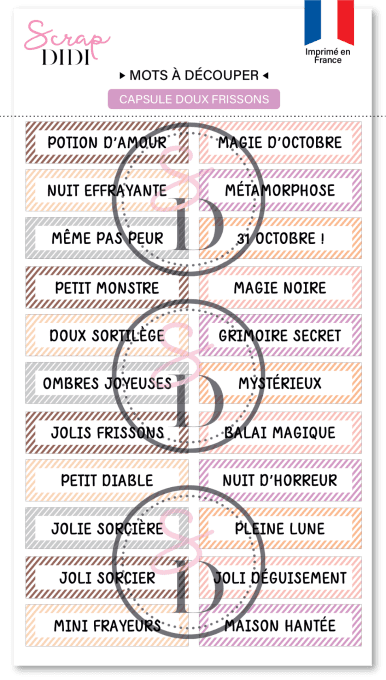 Bande de mots à découper #2 - Doux frissons