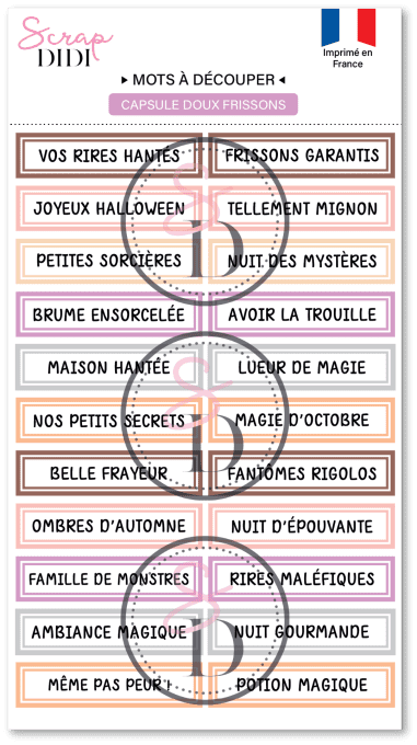 Bande de mots à découper #3 - Doux frissons