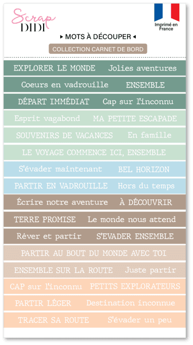 Bande de mots à découper #1 - Carnet de Bord