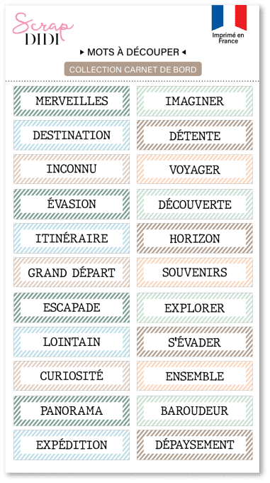 Bande de mots à découper #2 - Carnet de Bord