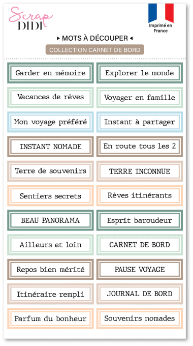 Bande de mots à découper #3 - Carnet de Bord