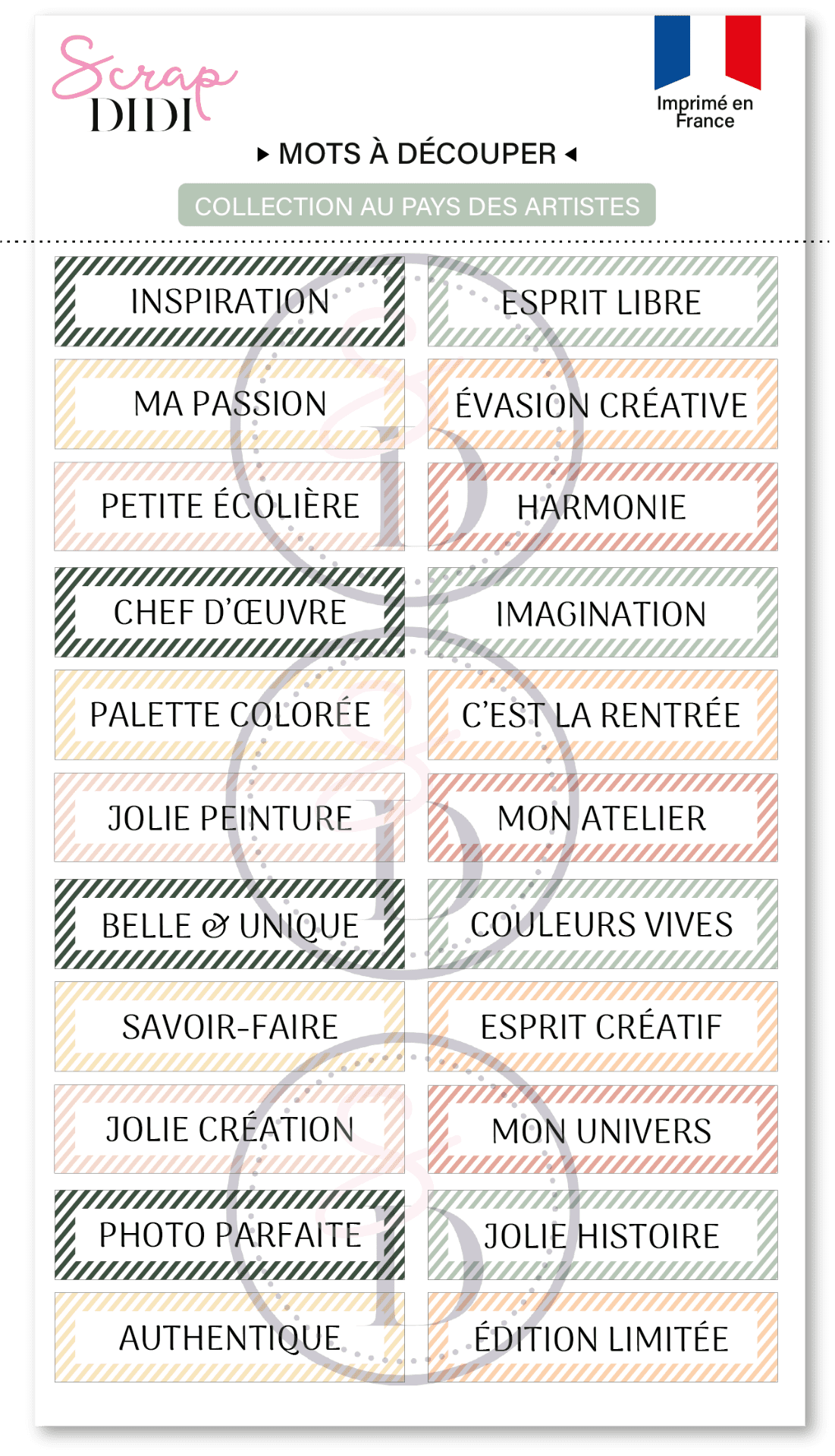 Bande de mots à découper #2 - Au pays des artistes
