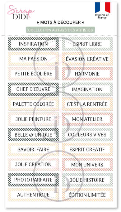 Bande de mots à découper #2 - Au pays des artistes