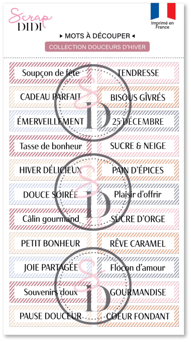 bande de mots à découper pour le scrapbooking, de la thématique de noel
