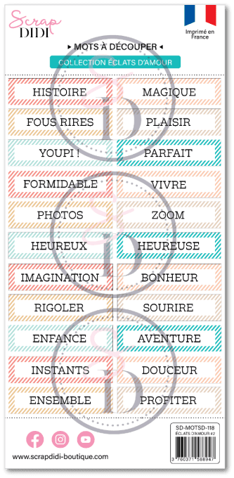 Bande de mots à découper ECLATS DE BONHEUR #2