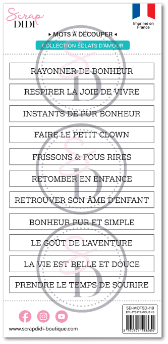 Bande de mots à découper ECLATS DE BONHEUR #3