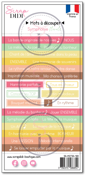 Bande de mots à découper Symphonie florale
