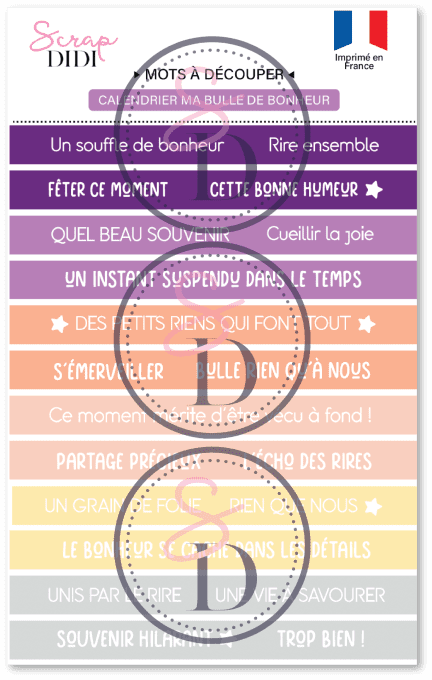 Bande de mots à découper #1 – Ma bulle de bonheur