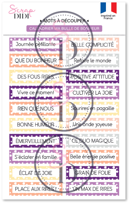 Bande de mots à découper #2 – Ma bulle de bonheur