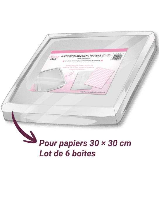 Lot de 6 boîtes de rangement pour papiers scrapbooking 30 x 30 cm