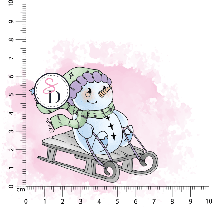 Tampon caoutchouc - Bonhomme de neige en luge - Hiver Féérique 