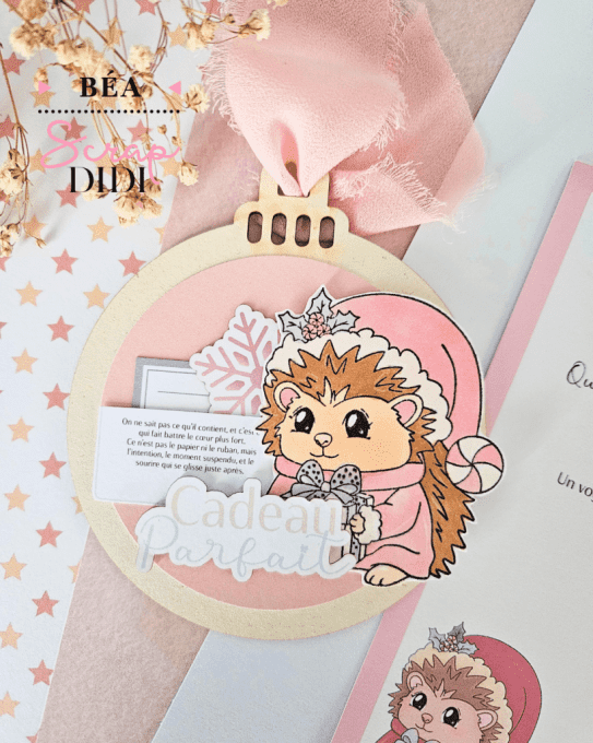 Embellissement en carton bois - Boule de noël - Douceurs d'Hiver