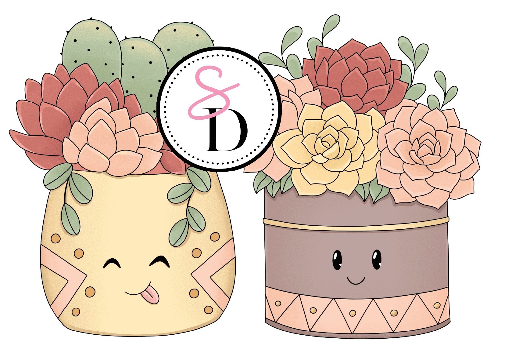Tampon caoutchouc - Duo de plantes farceuses - Rêverie Bohémienne 