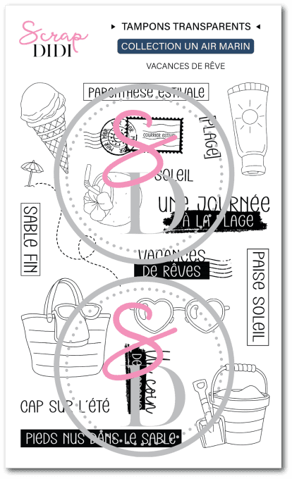 Tampon Clear A6 Vacances de Rêve Un Air Marin Scrap Didi pour scrapbooking sur le thème des vacances