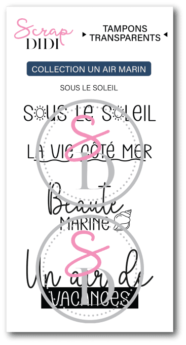 Tampon Clear A8 Sous le Soleil Un Air Marin Scrap Didi pour scrapbooking sur le thème de l'été, du s