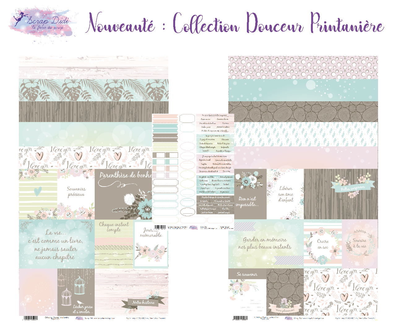 Collection Douceur Printanière - Kit Feuilles et planche d'étiquettes
