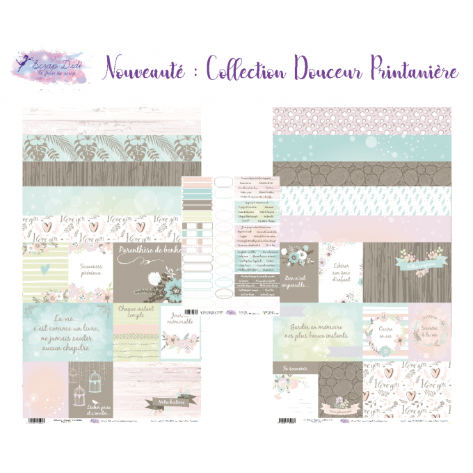 Collection Douceur Printanière - Kit Feuilles et planche d'étiquettes