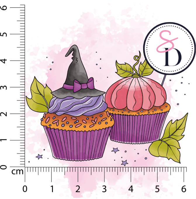 Tampon caoutchouc Cupcakes gourmands - La magie d'Halloween 