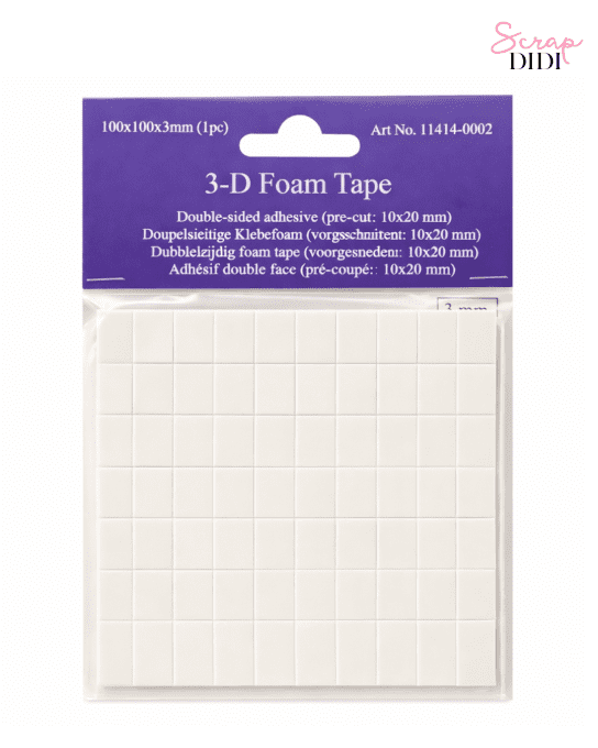 Mousse 3D 10x20mm épaisseur 3mm – Adhésif double face relief | Scrapbooking