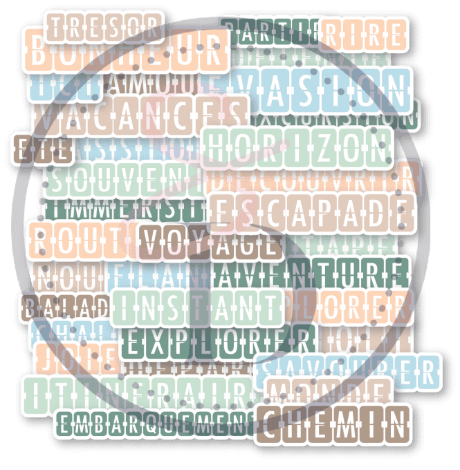 Die cuts papier - Les jolis mots du voyage - Carnet de Bord