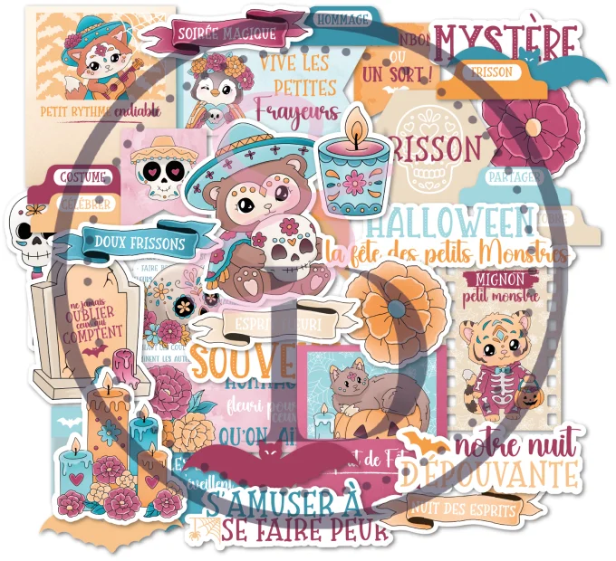Die cuts papiers frissons mexicain, pour scrapbooking halloween