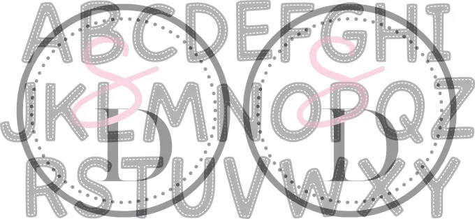 Matrice de découpe pour le scrapbooking, alphabet avec un effet couture