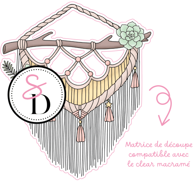 Duo die et tampon clear - Macramé bohème - Rêveries Bohémiennes