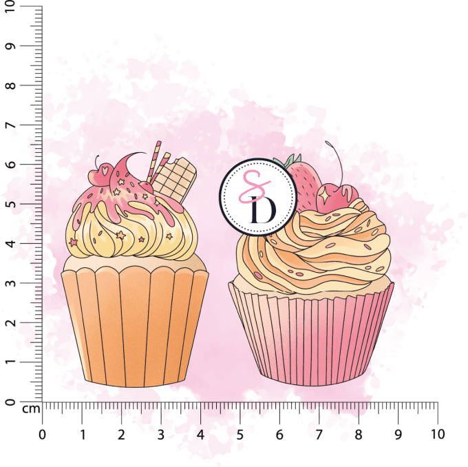 Tampon caoutchouc - Duo de cupcakes - Au pays des gourmandises