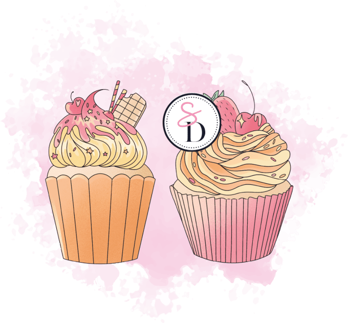 Tampon caoutchouc - Duo de cupcakes - Au pays des gourmandises