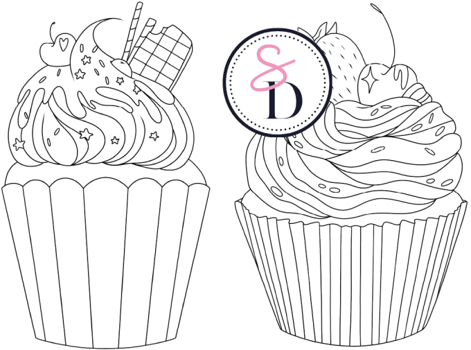 Tampon caoutchouc - Duo de cupcakes - Au pays des gourmandises