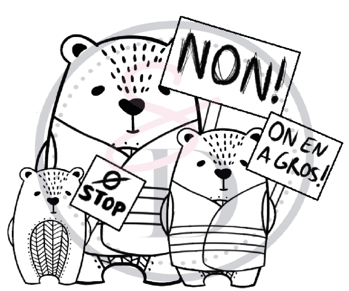 Tampon - Famille Ours en manifestation