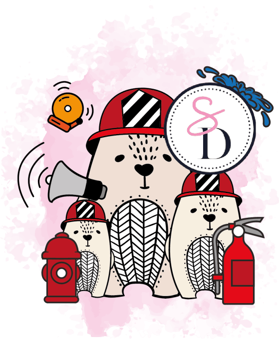 Tampon - Famille Ours Pompiers