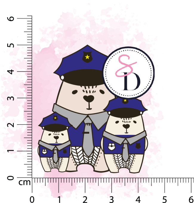 Tampon - Famille Ours Police