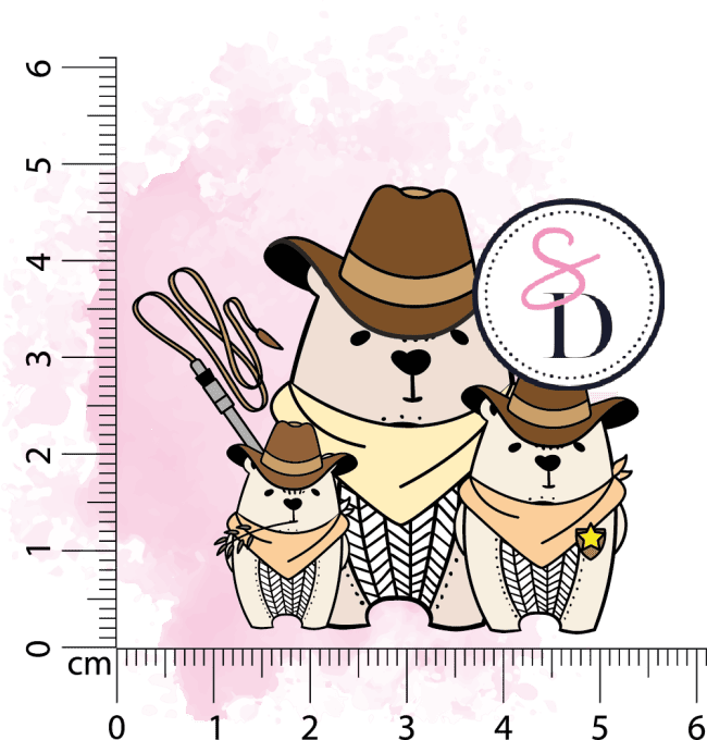 Tampon - Famille Ours Cowboy